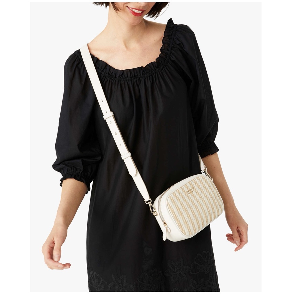 NWOT Kate Spade Astrid Straw Camera Bag Crossbody - Picture 3 of 16